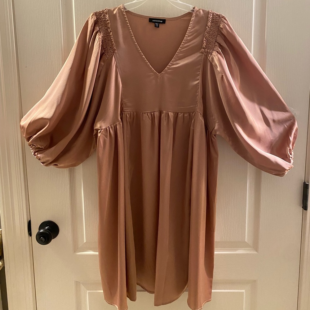 Caramel Dress with Balloon Sleeves